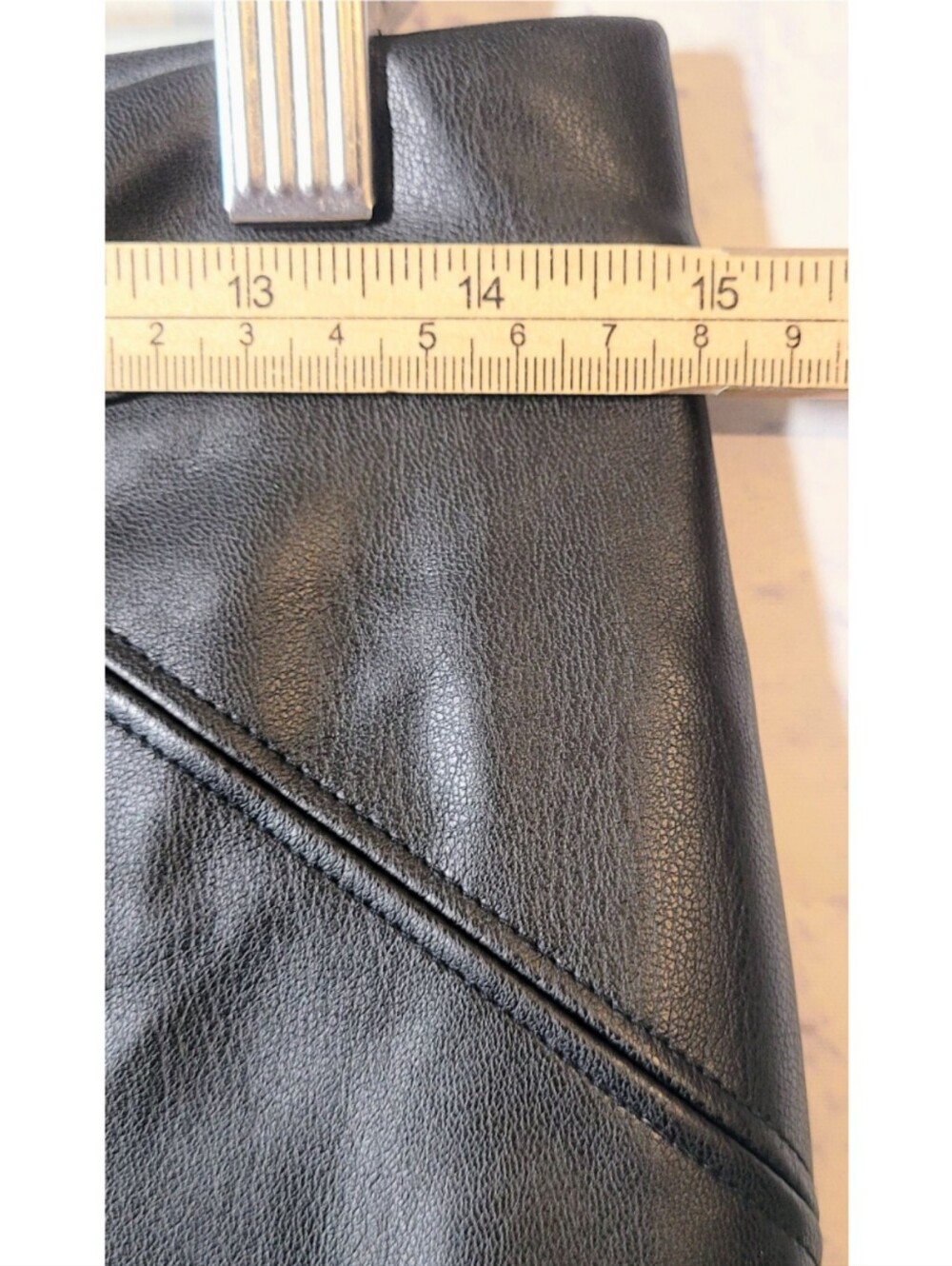 Peace of Cloth Black Vegan Leather Pants Tapered Ankle Zip Pull On Size S Chic - Picture 5 of 10